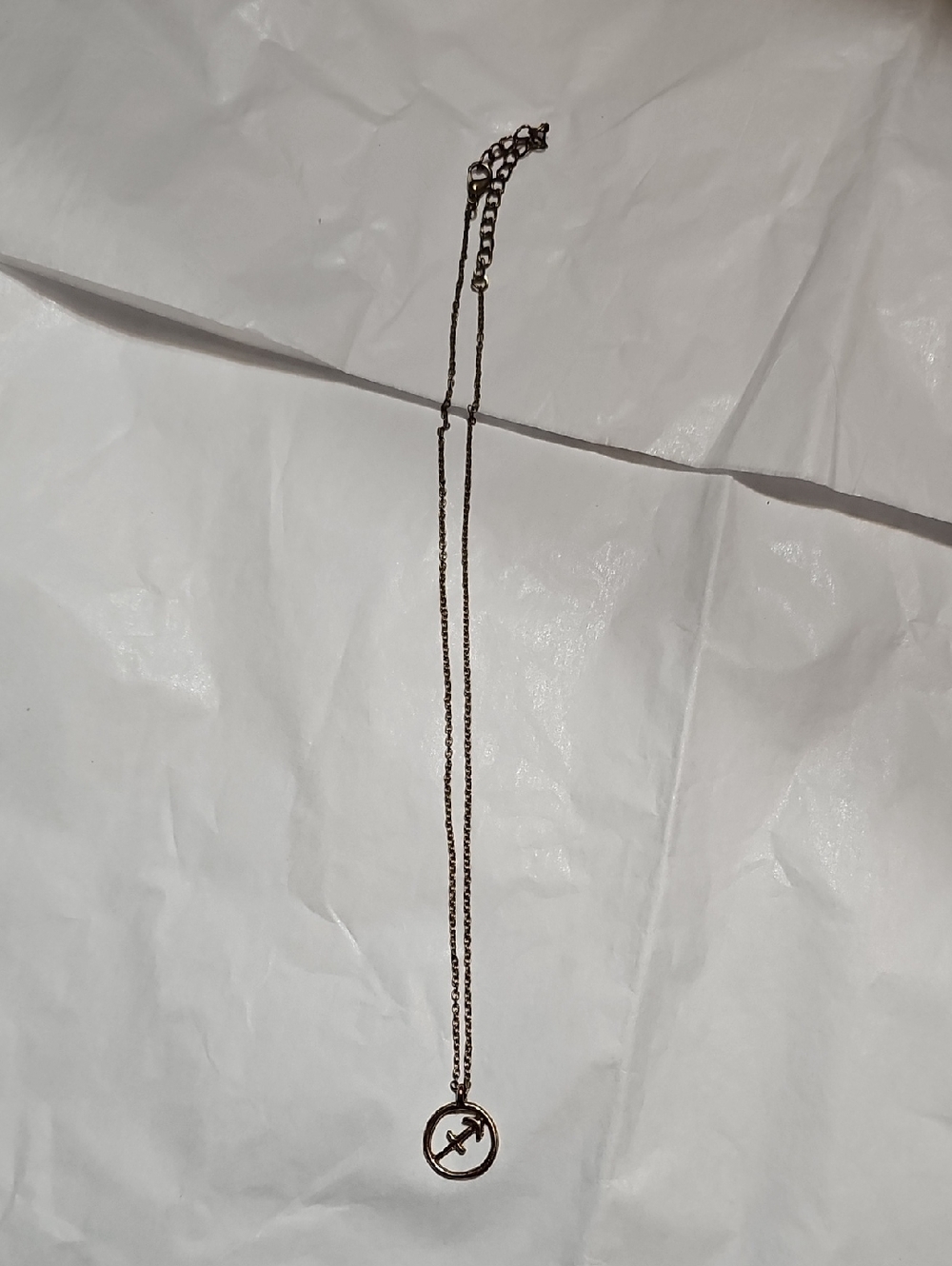 Gold Tone Sagittarius Zodiac Arrow Necklace